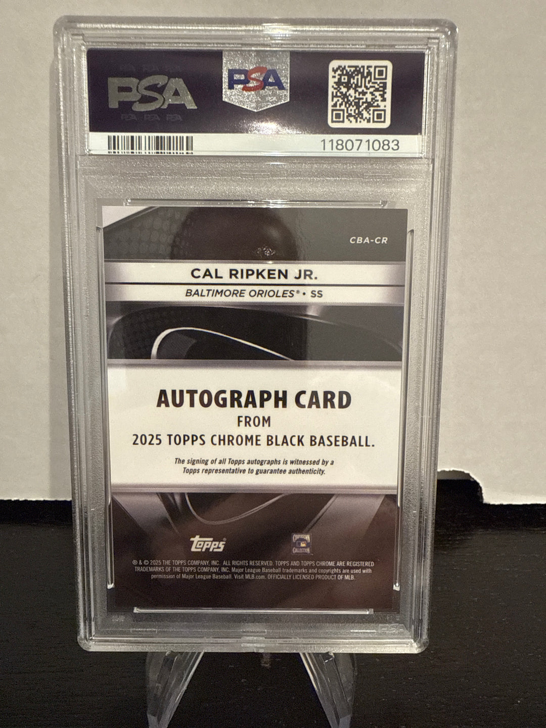 Cal Ripken Jr 2025 Topps Chrome Black Rose Gold Wave Auto, 12/15, PSA 9 Mint