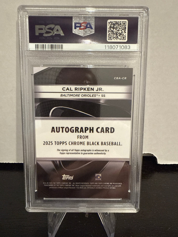 Cal Ripken Jr 2025 Topps Chrome Black Rose Gold Wave Auto, 12/15, PSA 9 Mint