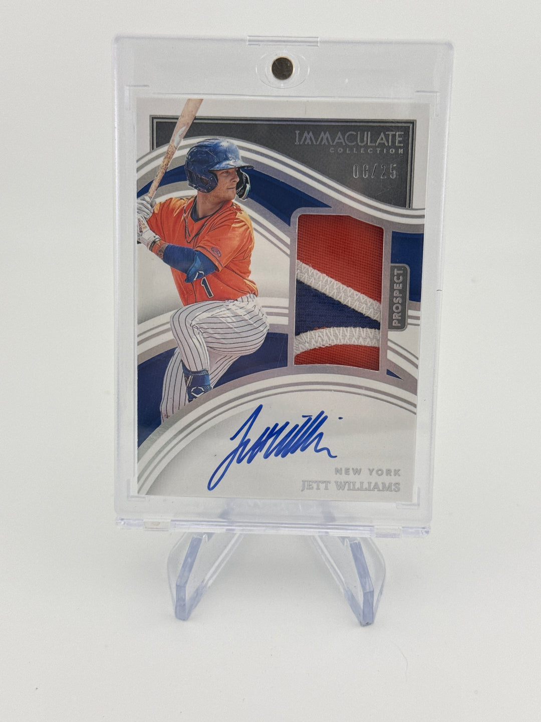 Jett Williams 2023 Panini Immaculate Prospect Relic Auto, 08/25