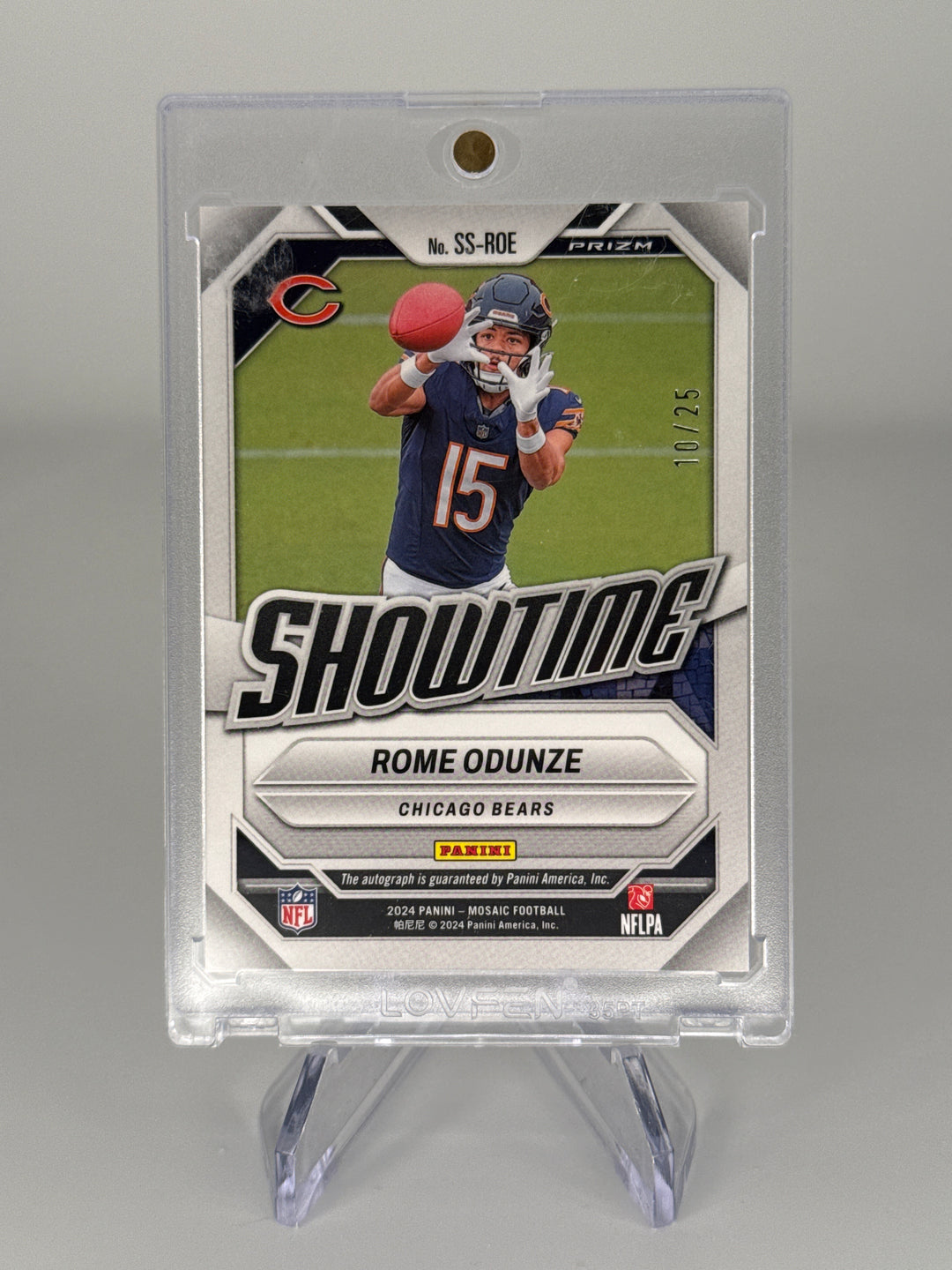 Rome Odunze 2024 Panini Mosaic Showtime Green Mosaic Rookie Auto, 10/25