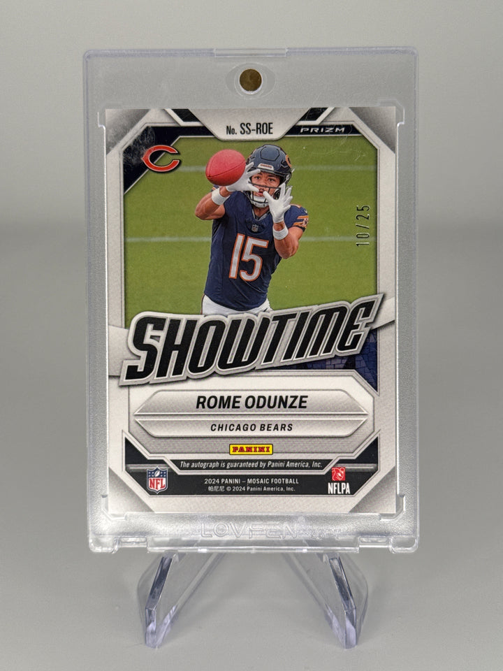 Rome Odunze 2024 Panini Mosaic Showtime Green Mosaic Rookie Auto, 10/25