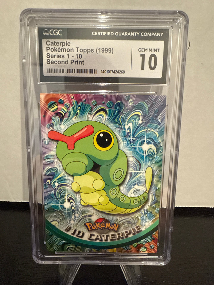 Pokémon Topps TCG 1999 Caterpie Series 1-10, Second Print, CGC 10 Gem Mint