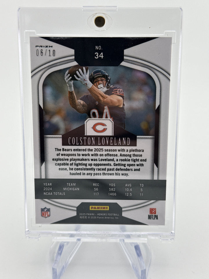 Colston Loveland 2025 Panini Honors Gold Prizm Rookie, 06/10