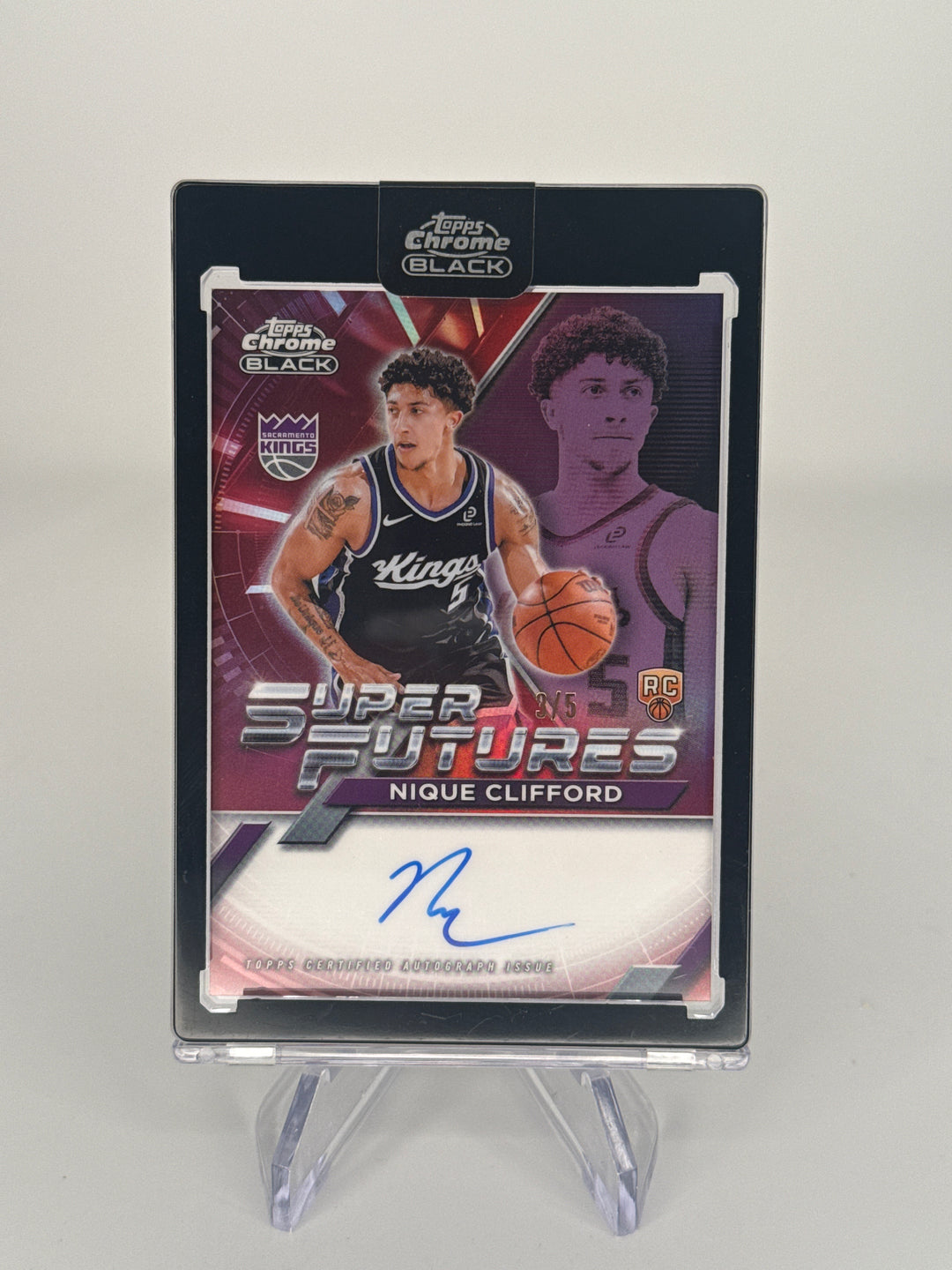 Nique Clifford 2026 Topps Chrome Black Super Futures Red Refractor Rookie Auto, 3/5