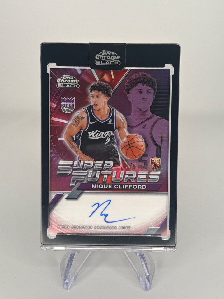 Nique Clifford 2026 Topps Chrome Black Super Futures Red Refractor Rookie Auto, 3/5