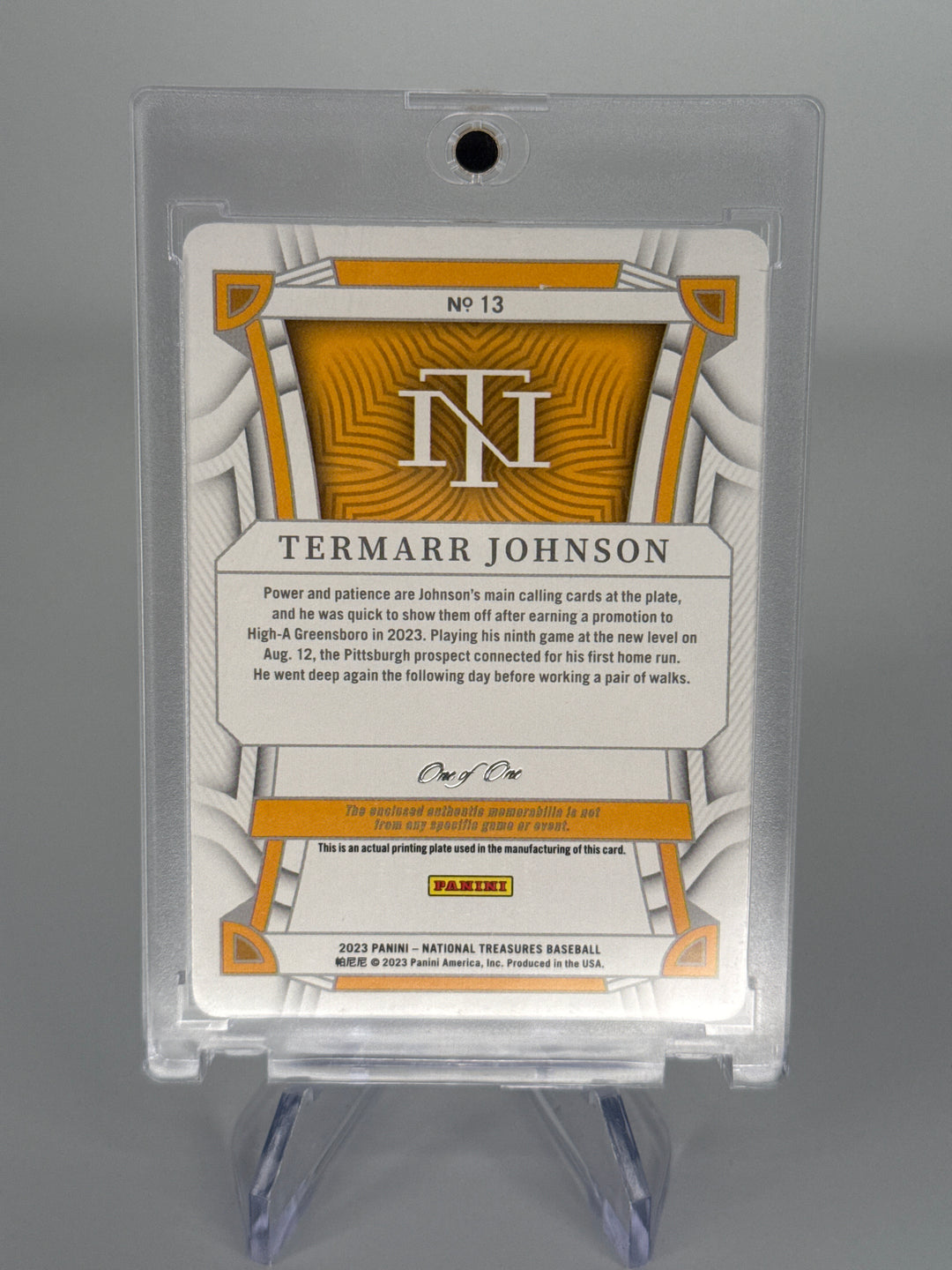 Termarr Johnson 2023 Panini National Treasures Printing Plate Relic 1/1