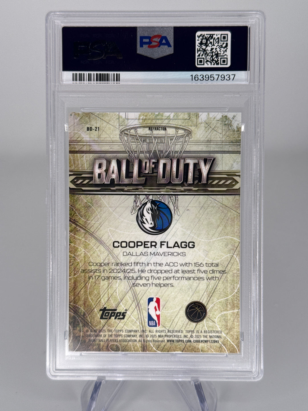 Cooper Flagg 2025 Topps Chrome Ball of Duty Rookie Refractor, PSA 10 Gem Mint