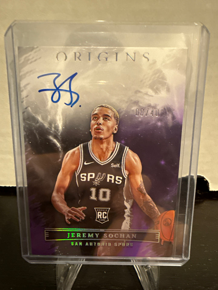 Jeremy Sochan 2022 Panini Origins Rookie Auto Purple, 08/40
