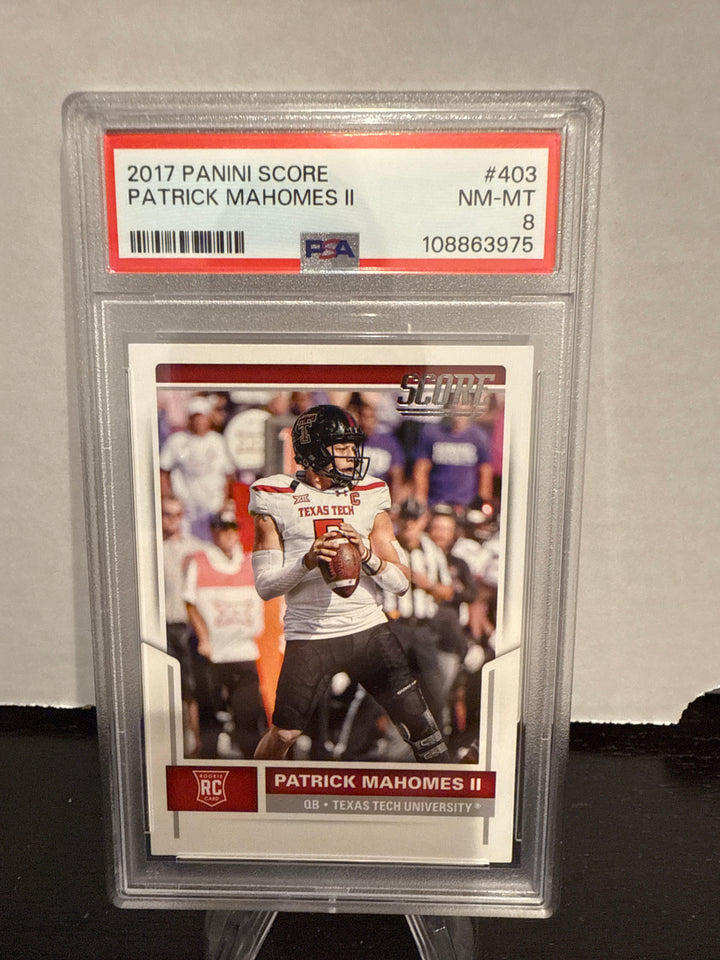 Patrick Mahomes 2017 Panini Score Rookie, PSA 8