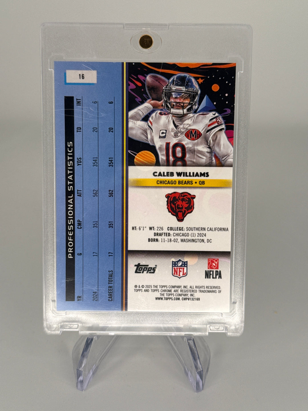 Caleb Williams 2025 Topps Chrome Cosmic Green Space Dust Refractor, 10/75
