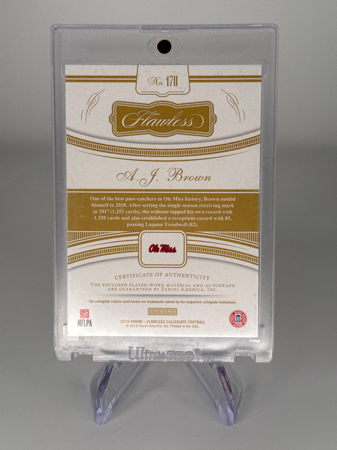 AJ Brown 2019 Panini Flawless Collegiate Rookie Patch Auto, 12/25