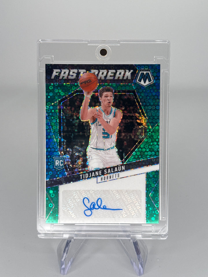 Tidjane Salaun 2024 Panini Mosaic Fast Break Green Rookie Auto, 4/5