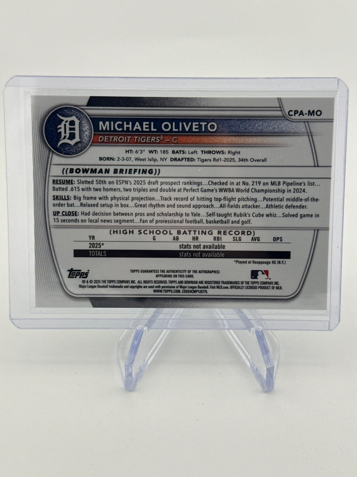 Michael Oliveto 2025 Bowman Chrome 1st Green Refractor Auto, 73/99