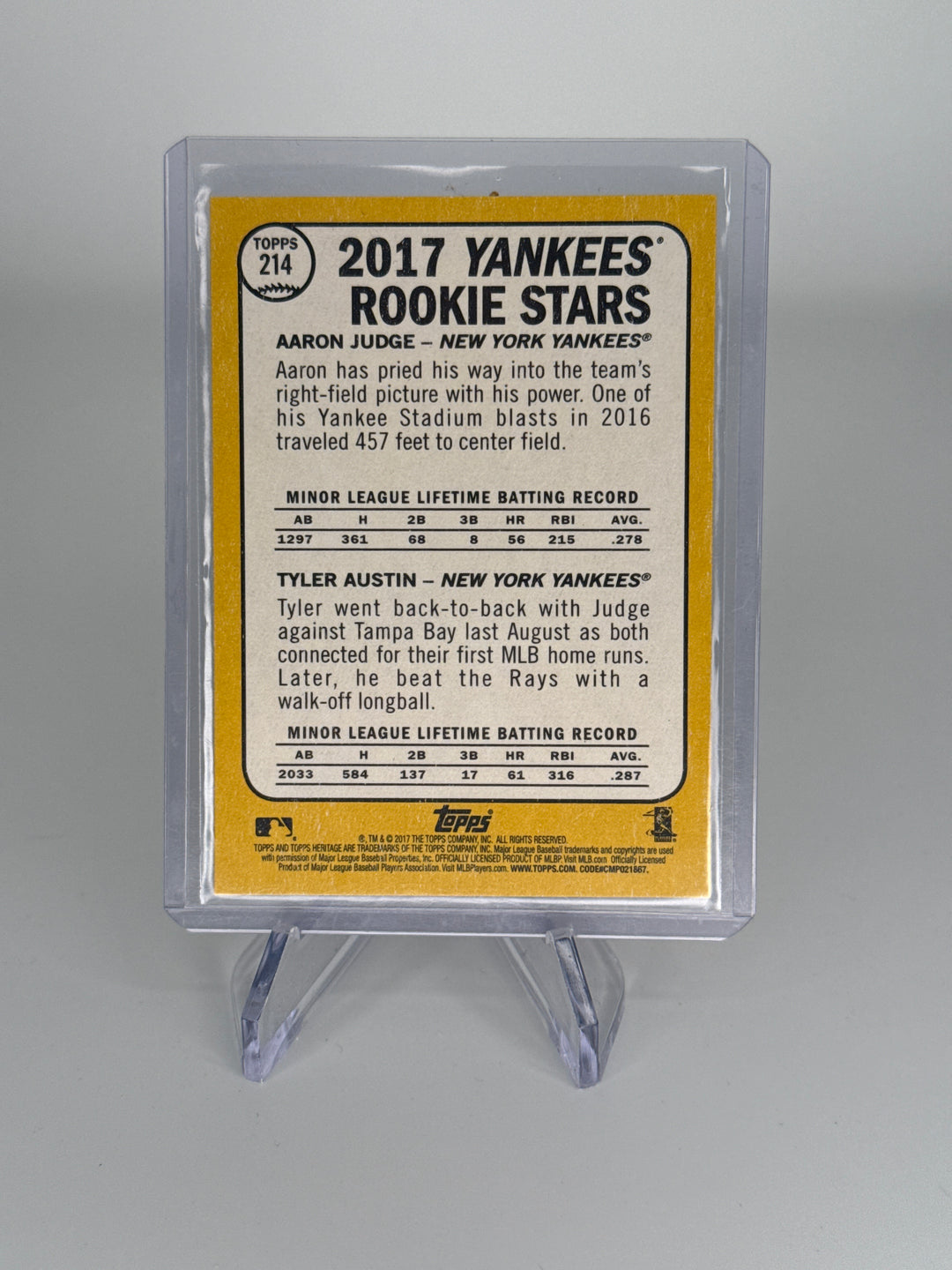 Aaron Judge/Tyler Austin 2017 Heritage Rookie Stars