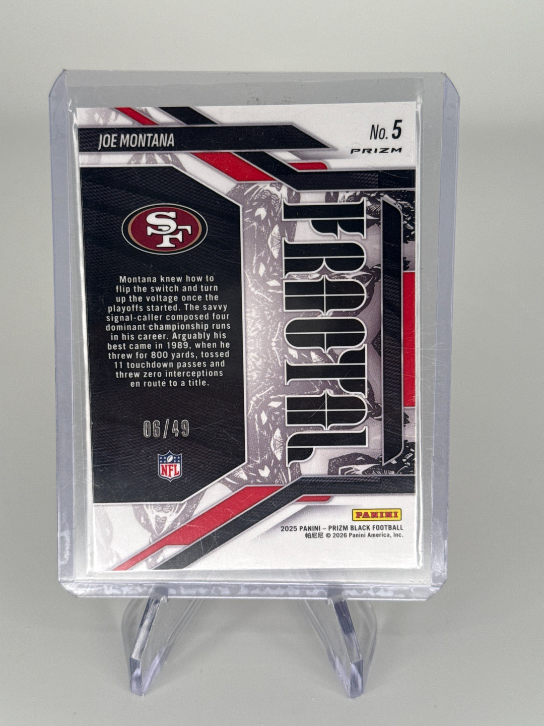 Joe Montana 2025 Panini Prizm Black Fractal Orange Prizm, 06/49