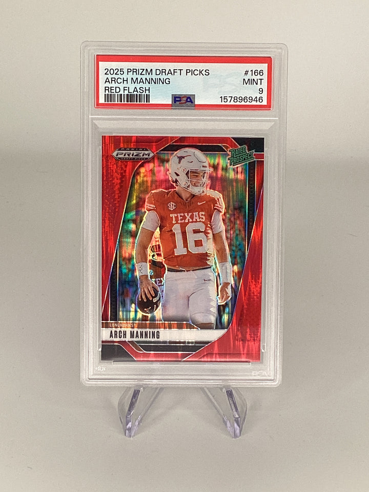 Arch Manning 2025 Panini Prizm Draft Picks Rated Prospect Red Flash, 36/49, PSA 9 Mint