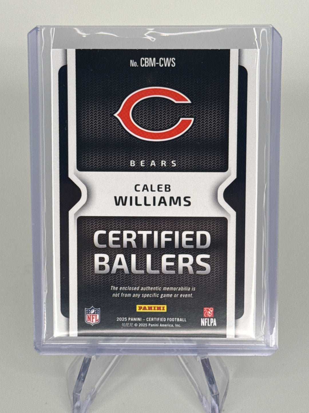 Caleb Williams 2025 Panini Certified Ballers Red Relic, 25/49