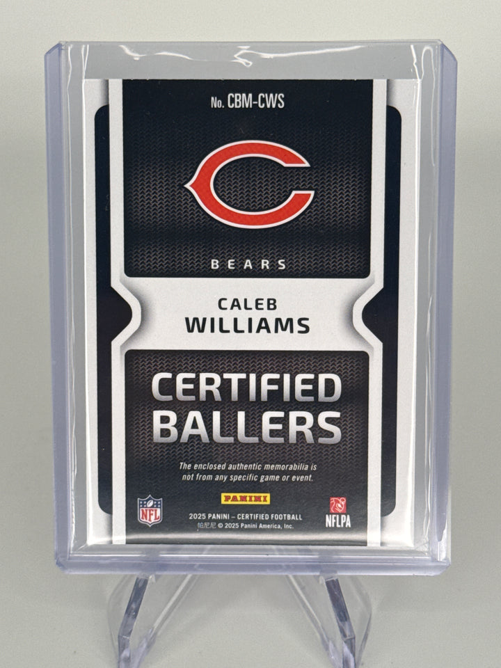 Caleb Williams 2025 Panini Certified Ballers Red Relic, 25/49