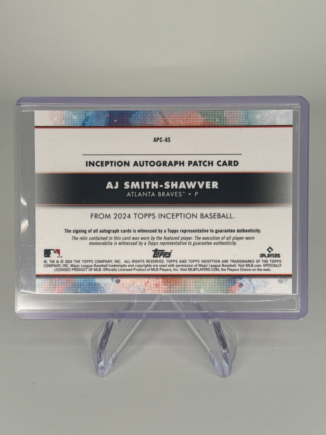 AJ Smith-Shawver 2024 Topps Inception Rookie Patch Auto Red, 59/75