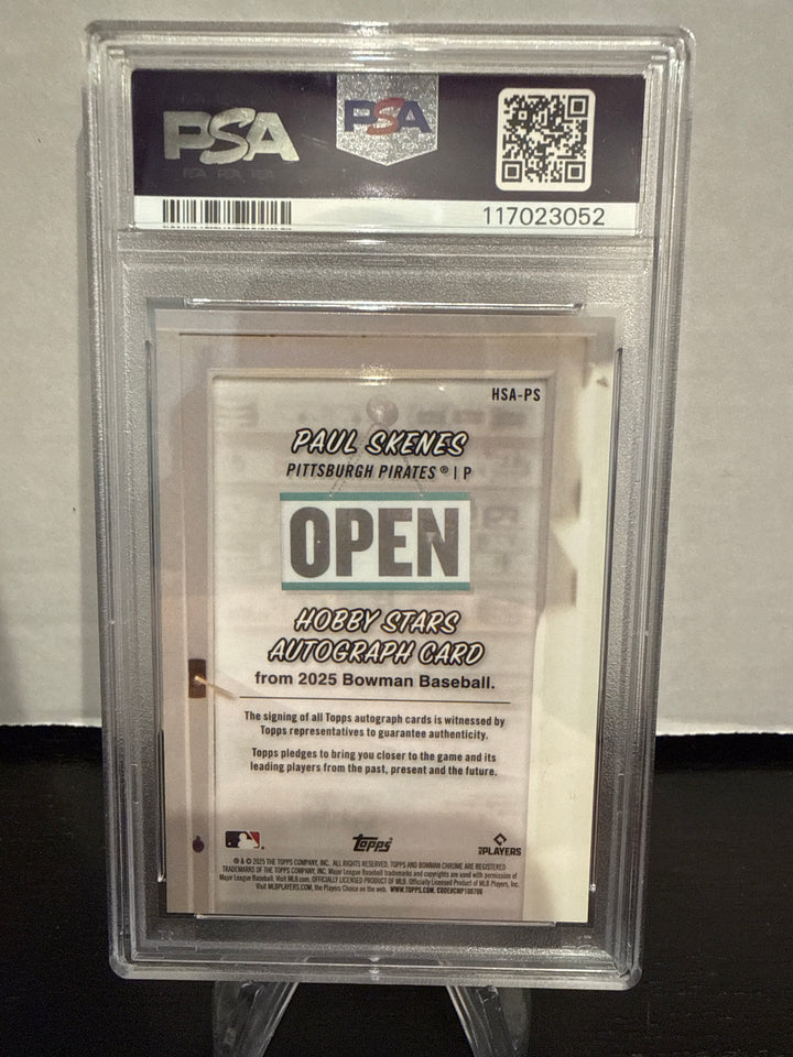 Paul Skenes 2025 Bowman Chrome Hobby Stars Gold Refractor Auto, 26/50, PSA 10 Gem Mint
