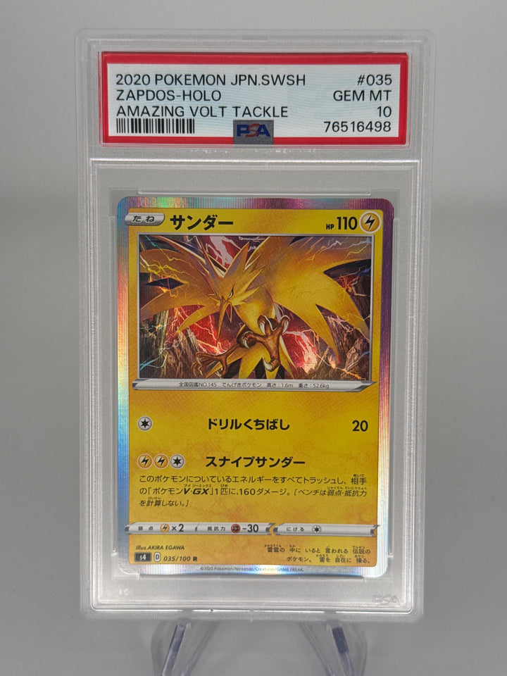 Pokemon TCG 2020 Japanese Zapdos Amazing Volt Tackle Holo, 035/100, PSA 10 Gem Mint