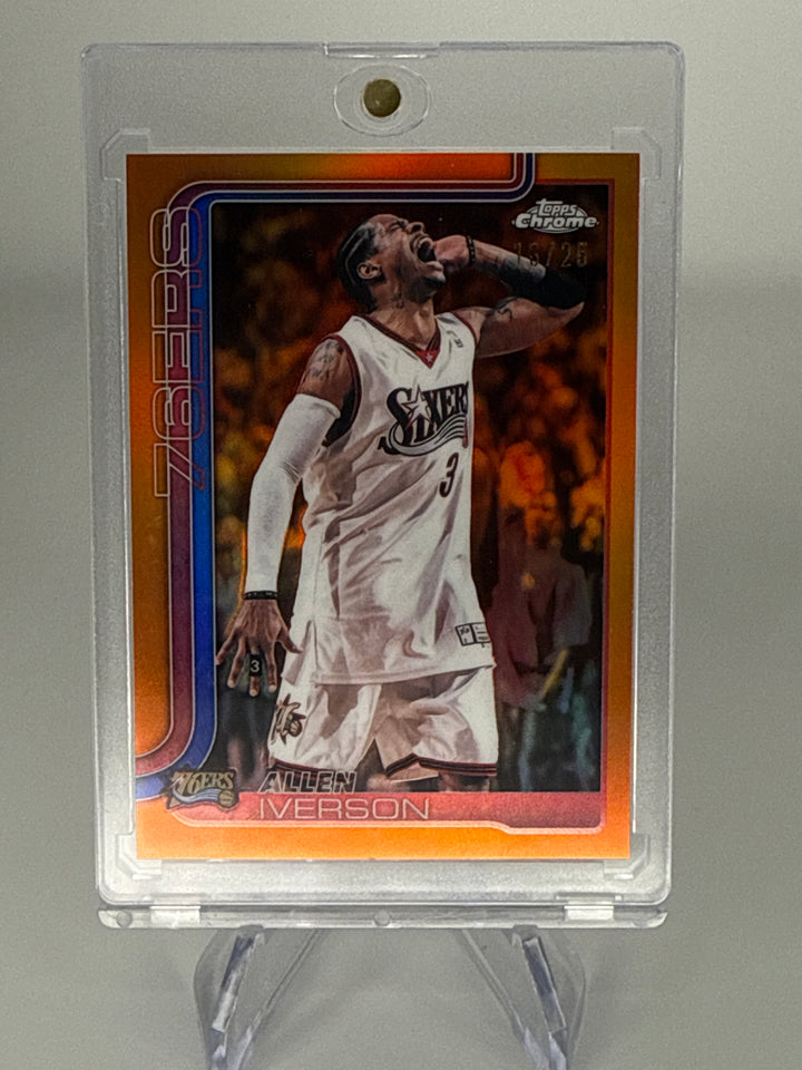 Allen Iverson 2025 Topps Chrome Update True Orange Refractor, 16/25