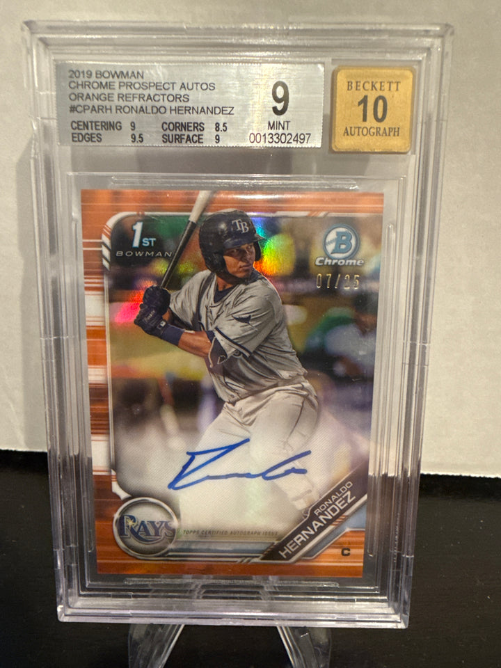 Ronaldo Hernandez 2019 Bowman Chrome 1st Bowman Orange Refractor Auto, 07/25, BGS 9 Mint