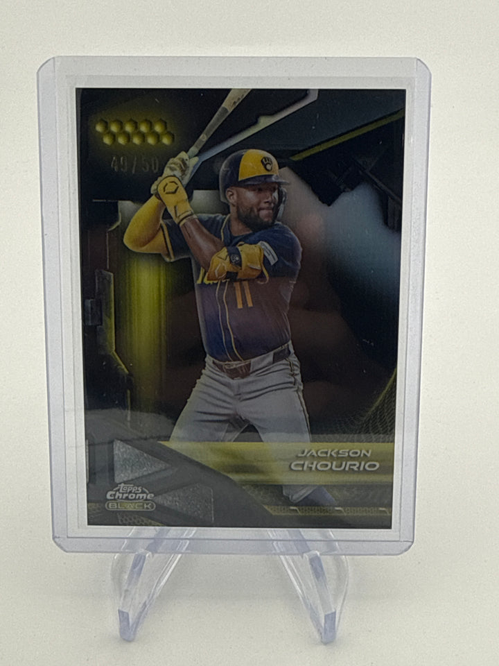 Jackson Chourio 2026 Topps Chrome Black Gold Refractor, 49/50