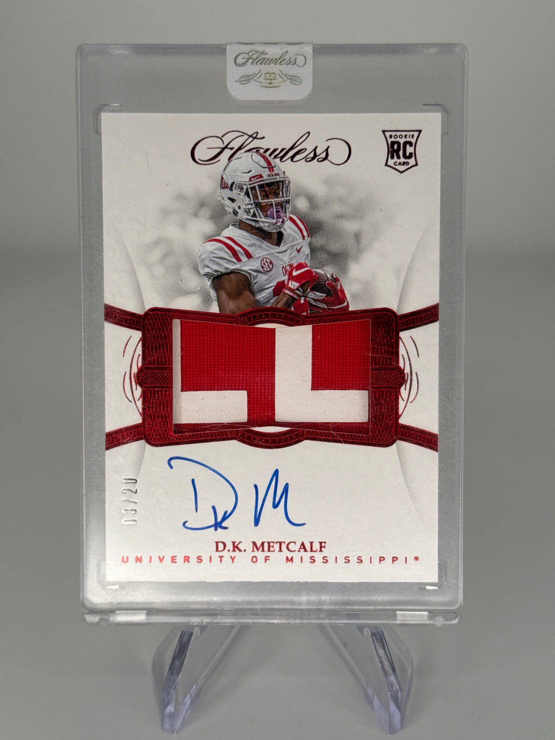 DK Metcalf 2019 Panini Flawless Collegiate Rookie Patch Auto Ruby, 03/20