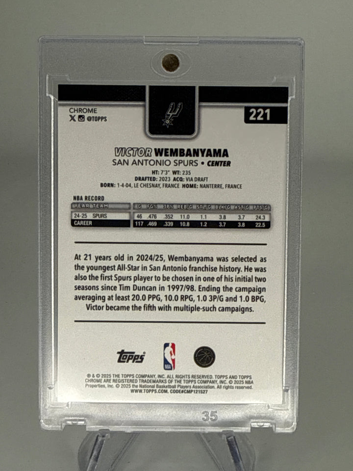 Victor Wembanyama 2025 Topps Chrome Purple Raywave Refractor, 18/75