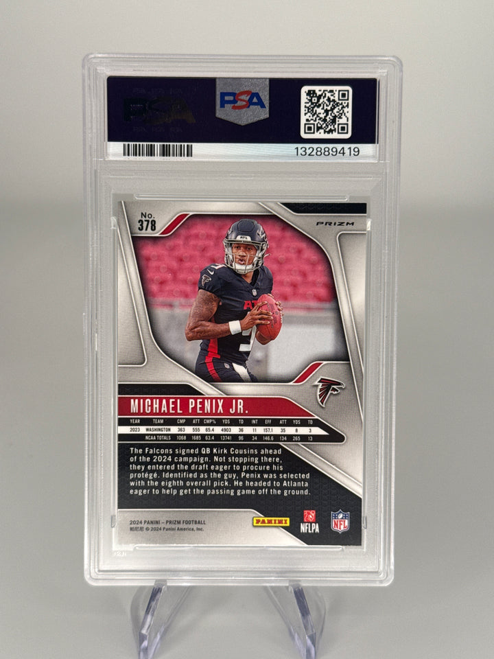 Michael Penix Jr 2024 Panini Prizm Neon Green Prizm Rookie, PSA 10 Gem Mint