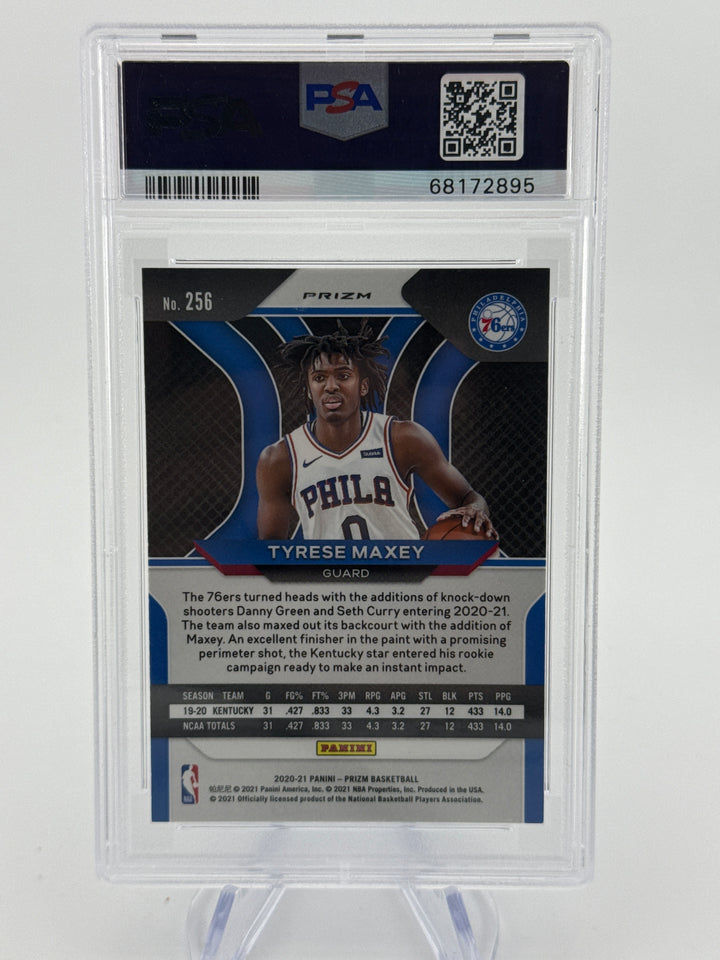 Tyrese Maxey 2020 Panini Prizm Blue Wave Prizm Rookie, PSA 10 Gem Mint