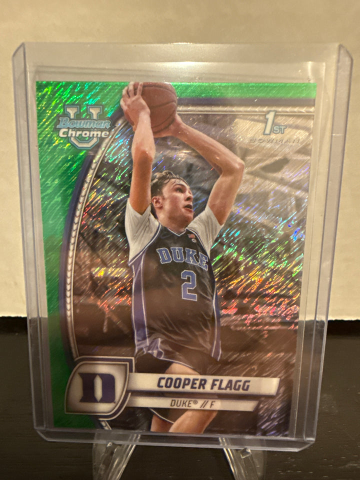 Cooper Flagg 2024 Bowman Chrome University 1st Bowman Green Shimmer Refractor