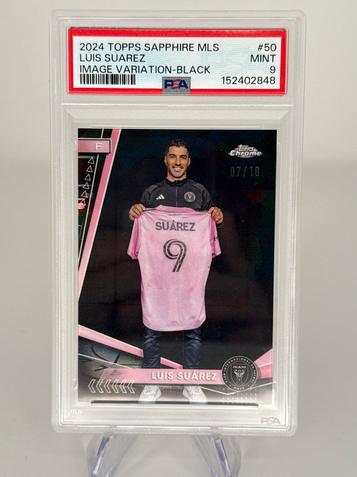 Luis Suarez 2024 Topps Chrome Sapphire MLS Image Variation Black, 07/10, PSA 9 Mint