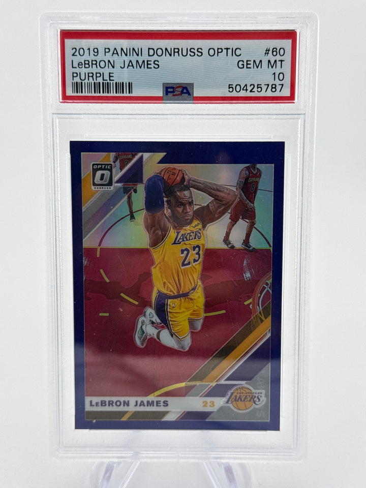 Lebron James 2019 Panini Donruss Optic Purple Prizm, PSA 10 Gem Mint