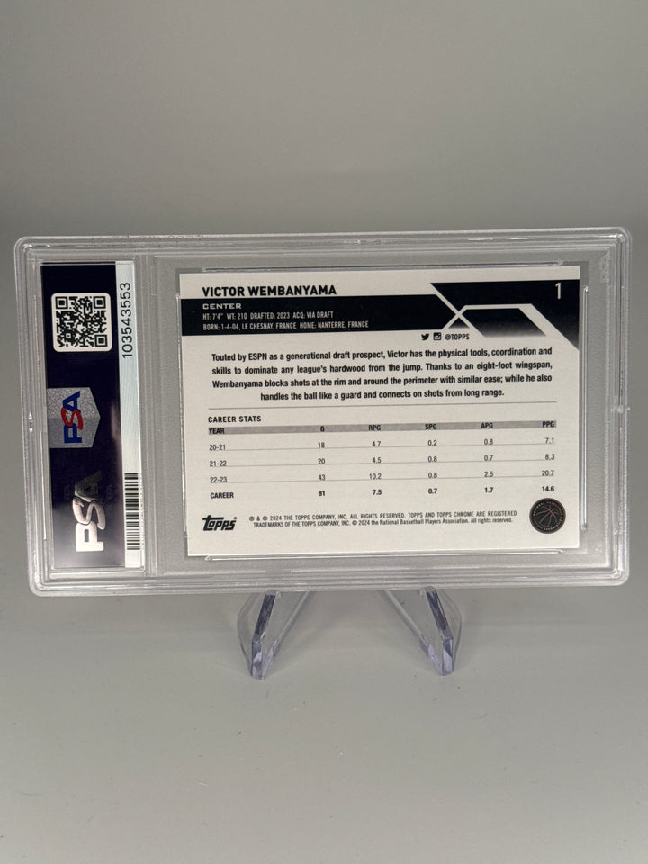 Victor Wembanyama 2023 Topps Chrome Pink Refractor Rookie, PSA 10 Gem Mint