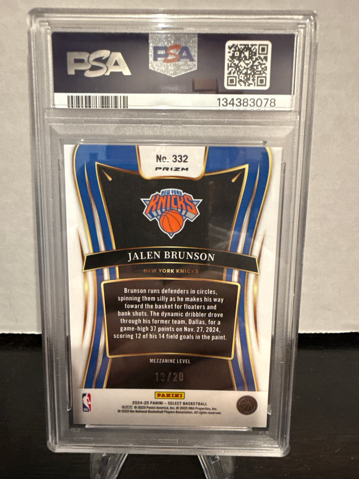 Jalen Brunson 2024 Panini Select Red Mojo, 13/20, PSA 9 Mint