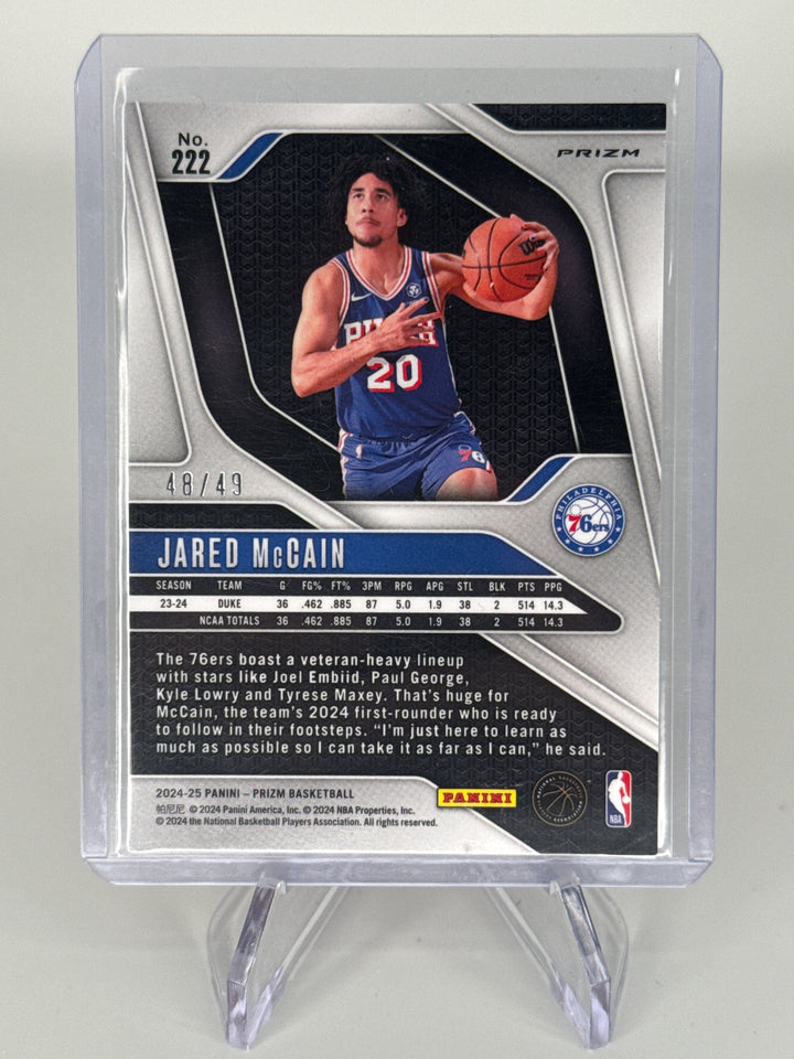 Jared McCain 2024 Panini Prizm Orange Prizm Rookie, 48/49