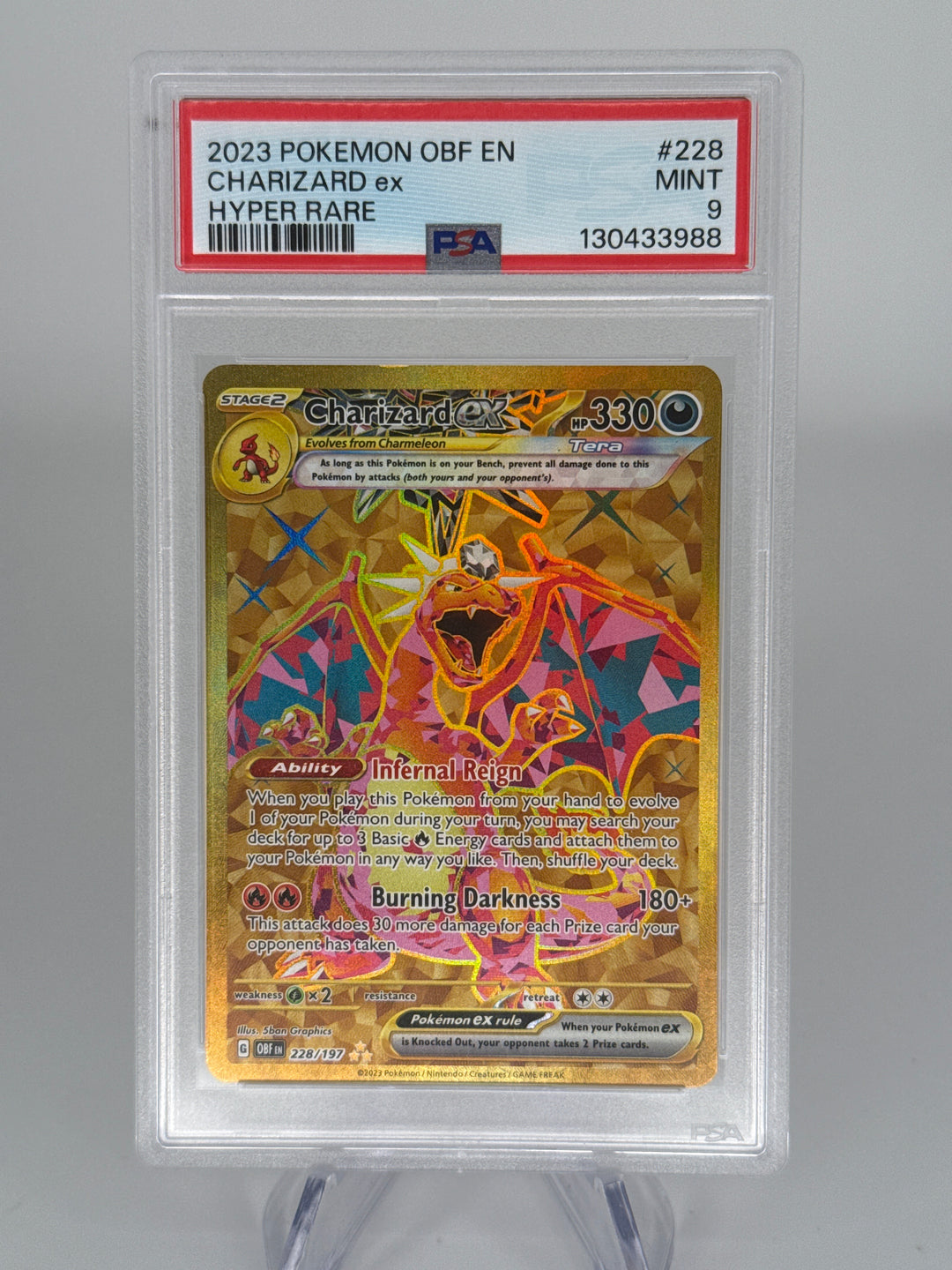 Pokémon TCG 2023 Charizard-EX Obsidian Flames Hyper Rare Holo, 228/197, PSA 9 Mint