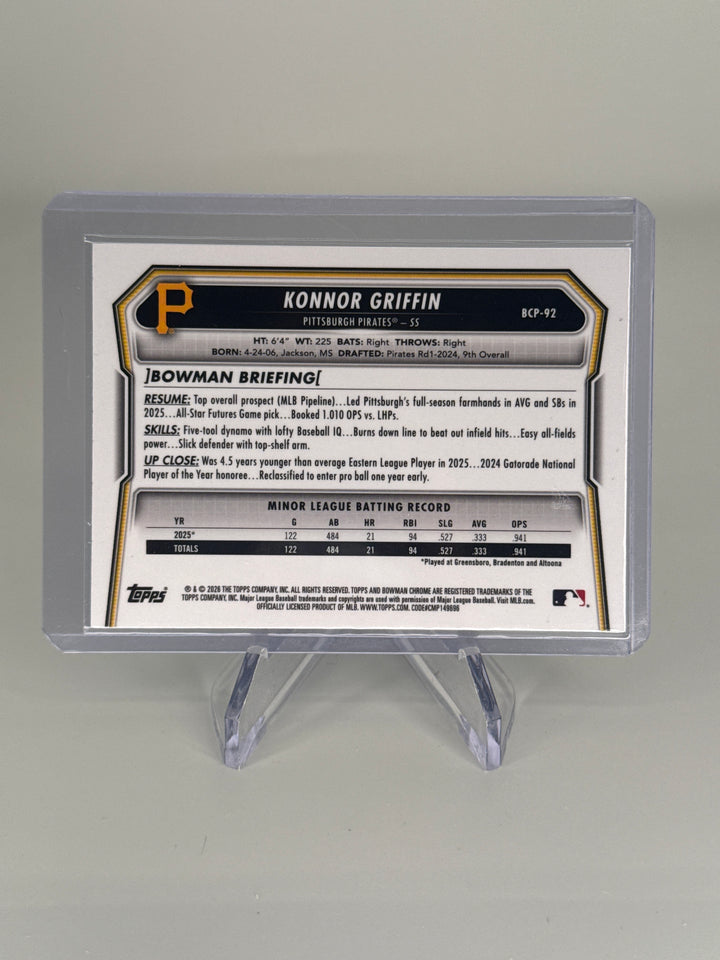 Konnor Griffin 2026 Bowman Chrome Mega Box Green Refractor, 44/99