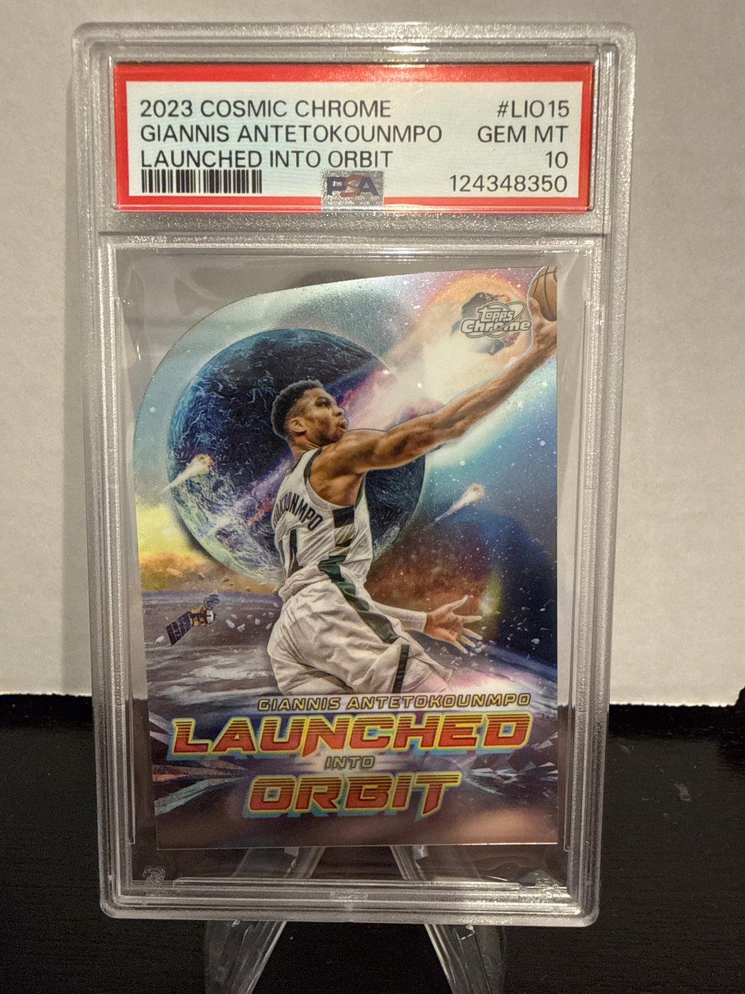 Giannis Antetokounmpo 2023 Topps Chrome Cosmic Launched Into Orbit Die Cut, PSA 10 Gem Mint
