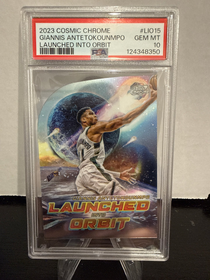 Giannis Antetokounmpo 2023 Topps Chrome Cosmic Launched Into Orbit Die Cut, PSA 10 Gem Mint