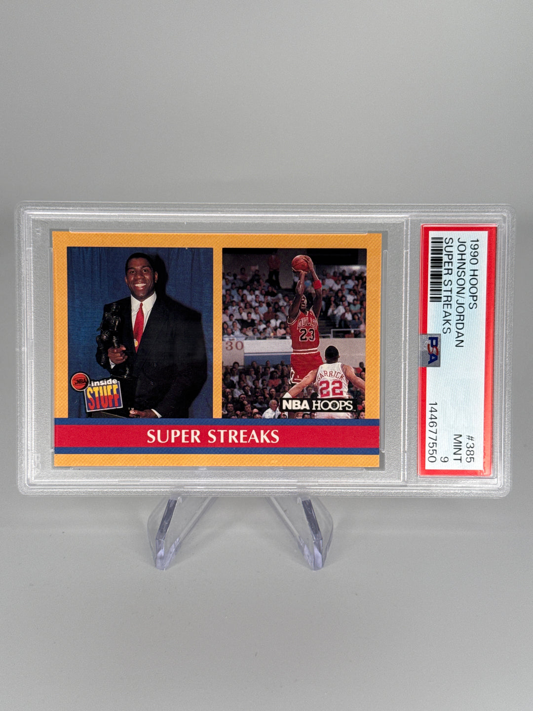 Magic Johnson/Michael Jordan 1990 NBA Hoops Super Streaks, PSA 9 Mint