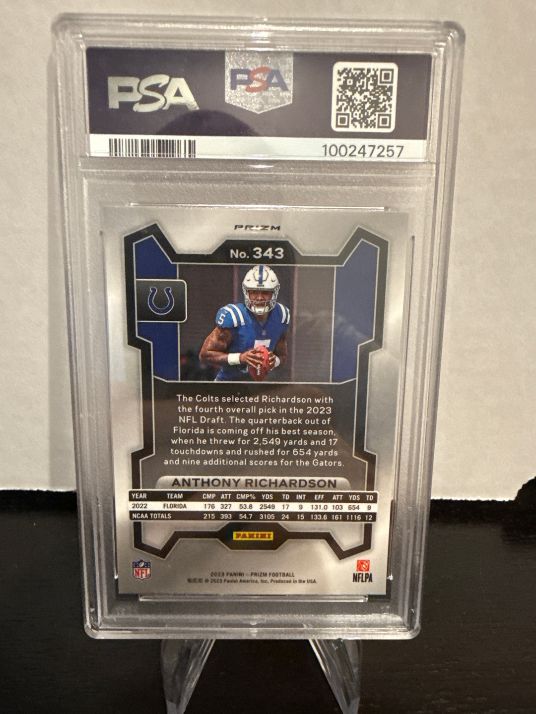 Anthony Richardson 2023 Panini Prizm Disco Prizm Rookie, PSA 10 Gem Mint
