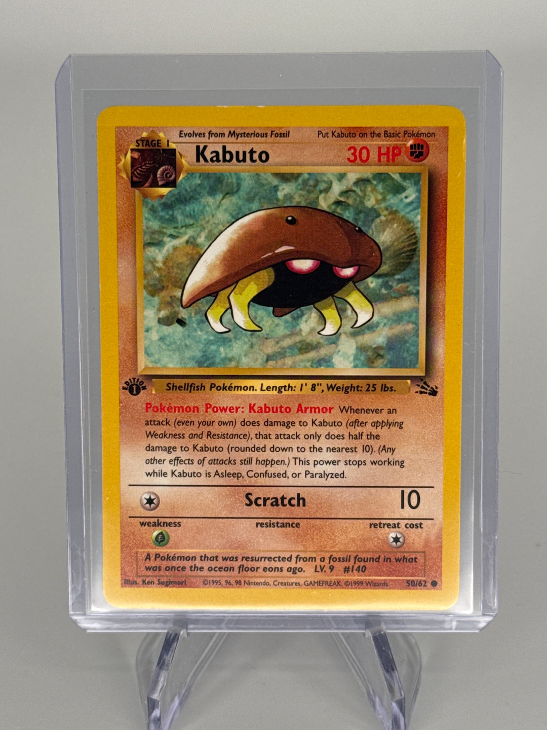 Pokemon TCG 1999 Kabuto 1st Edition Fossil, 50/62