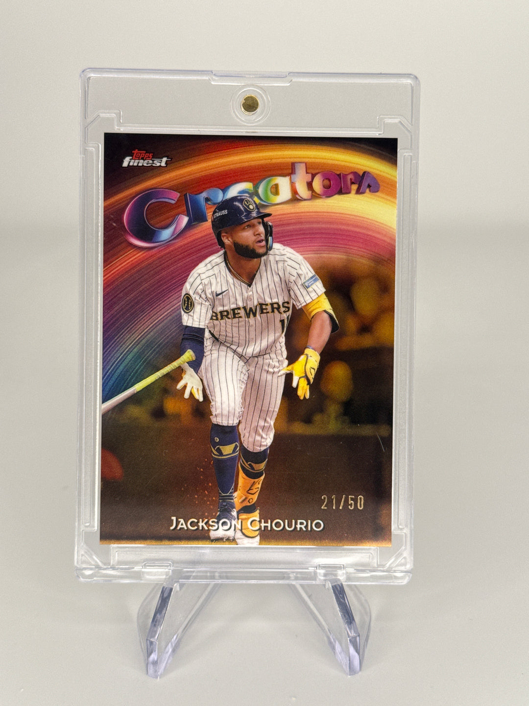 Jackson Chourio 2025 Topps Finest Creators Gold Refractor, 21/50