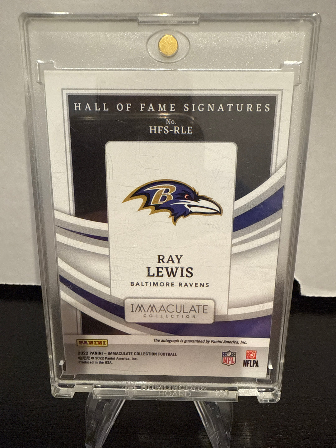 Ray Lewis 2022 Panini Immaculate Hall of Fame Signatures, 02/25