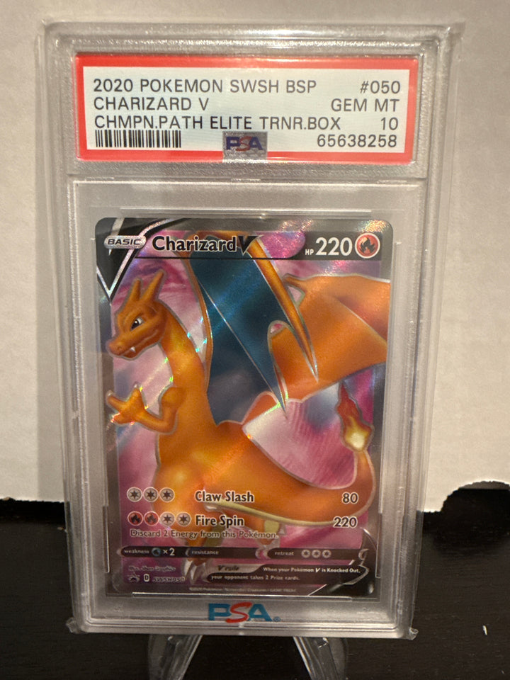 Pokémon TCG 2020 Charizard V Black Star Promo Champion Path Elite Trainer Box Holofoil, SWSH050, PSA 10 Gem Mint