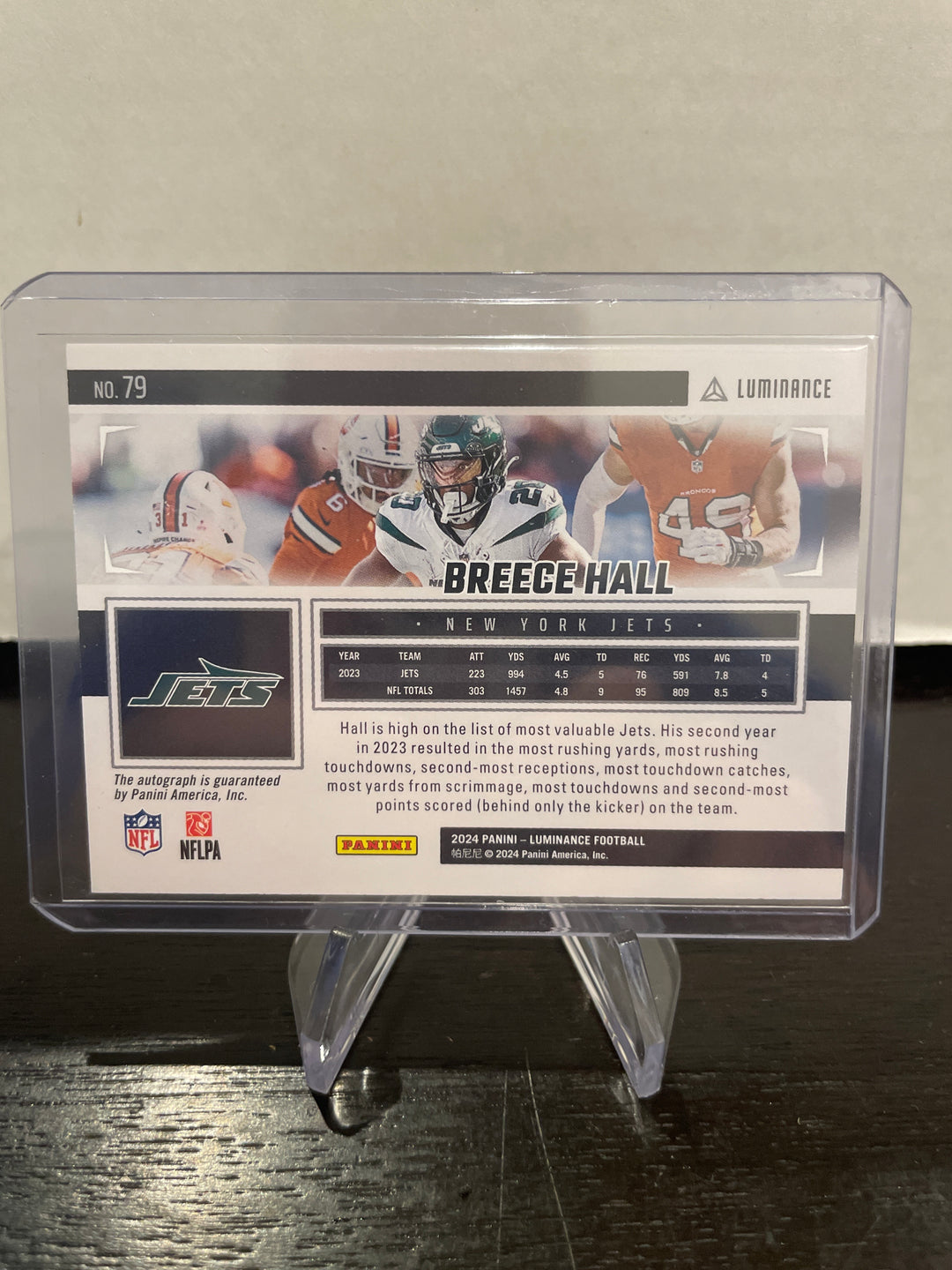 Breece Hall 2024 Panini Luminance Pink Auto, 01/10 Hobby Card Shop