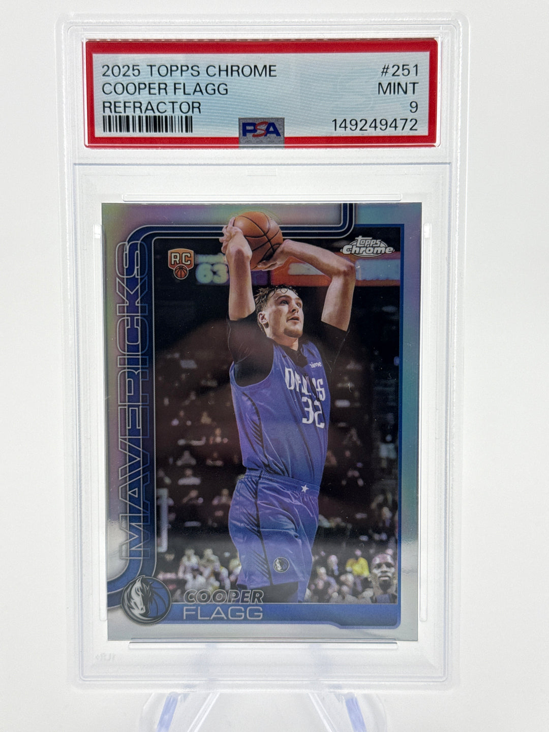 Cooper Flagg 2025 Topps Chrome Rookie Refractor, PSA 9 Mint